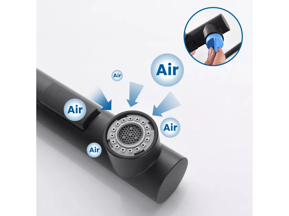 Auralum MAX Mitigeur Cuisine Noir avec douchette extractible,Inox,Mélangeur Évier 2 Modes Jets Eau Chaude/Froide,Robinet Télescopique pour Évier