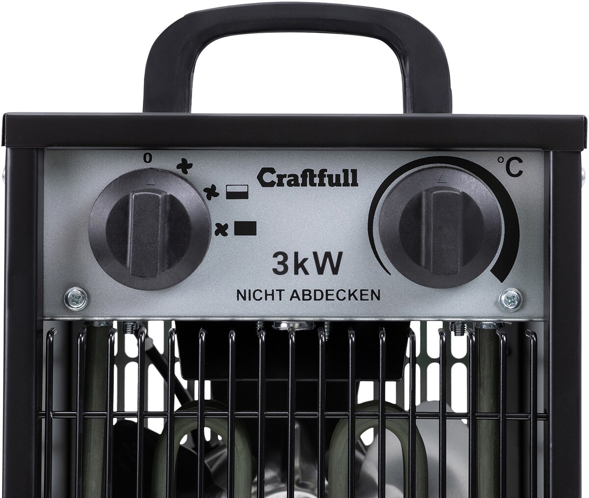 Craftfull Elektro-Heizlüfter HL200, 2000/3000 Watt, Überhitzungsschutz, Thermostat, Griff, Stahl (3000 Watt)