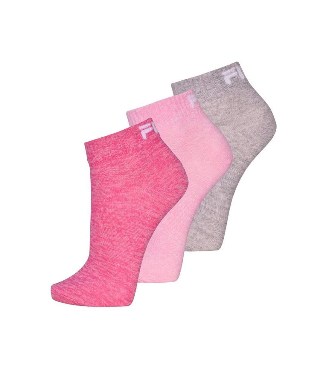 X3 Paires de Chaussettes Rose/Grise Femme Fila