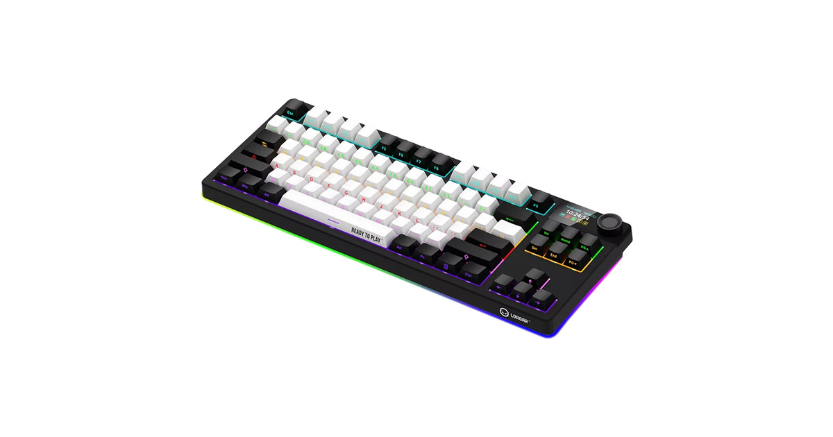 LORGARKBP70TKLW, gaming toetsenbord  (Zwart, US lay-out, LOGAR Toxic Purple, TKL, RGB, Hot-swappable, PBT Double-shot, Bluetooth / 2.4GHz / USB)