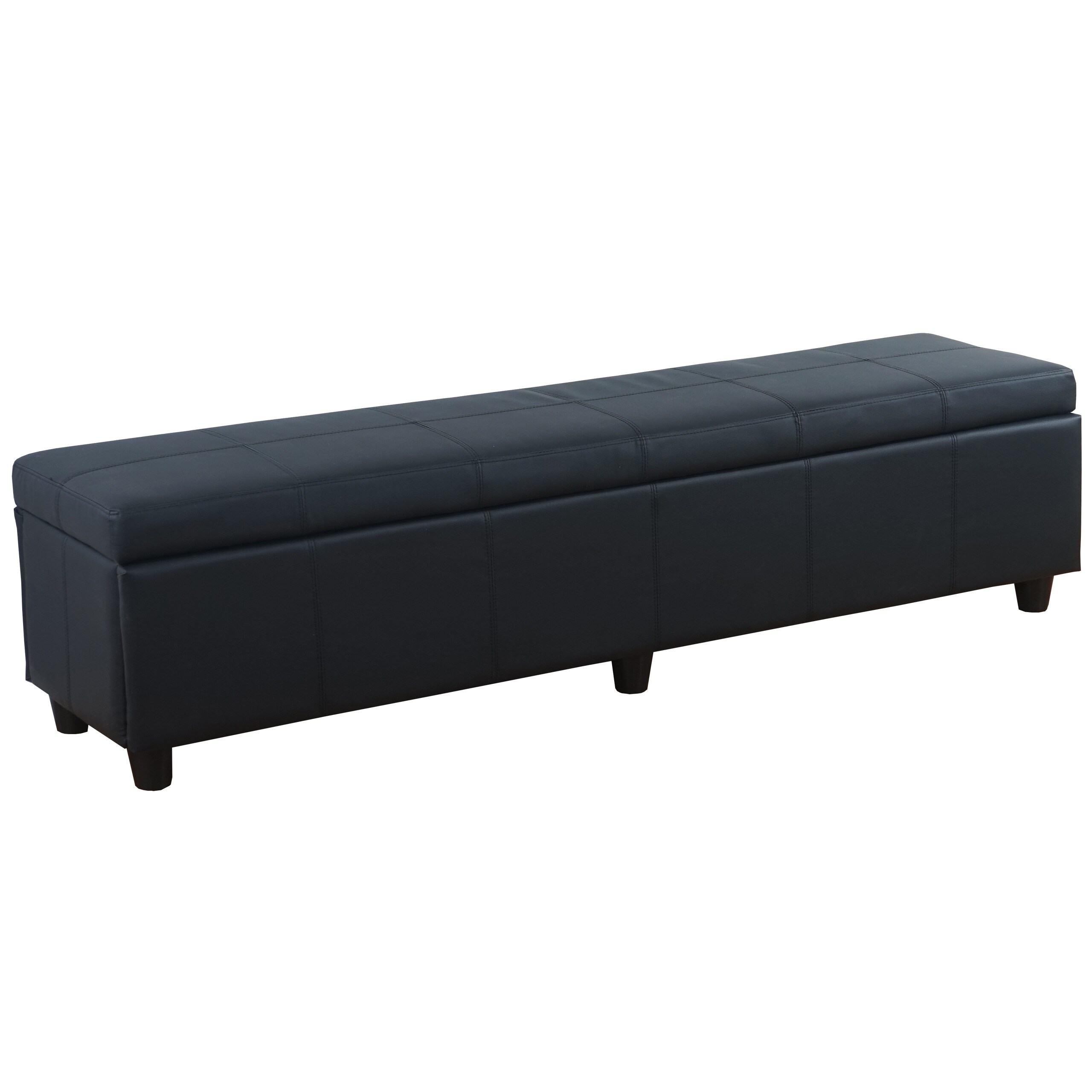 Bank Sitzbank mit Aufbewahrung Arezzo XXL, Kunstleder, 180x45x45cm MVG-zertifiziert ~ schwarz matt