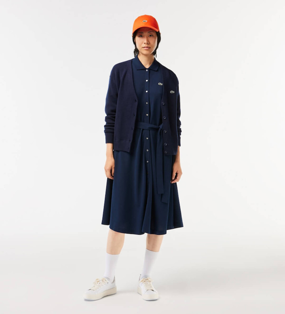 Vestido polo piqué azul marinho Lacoste