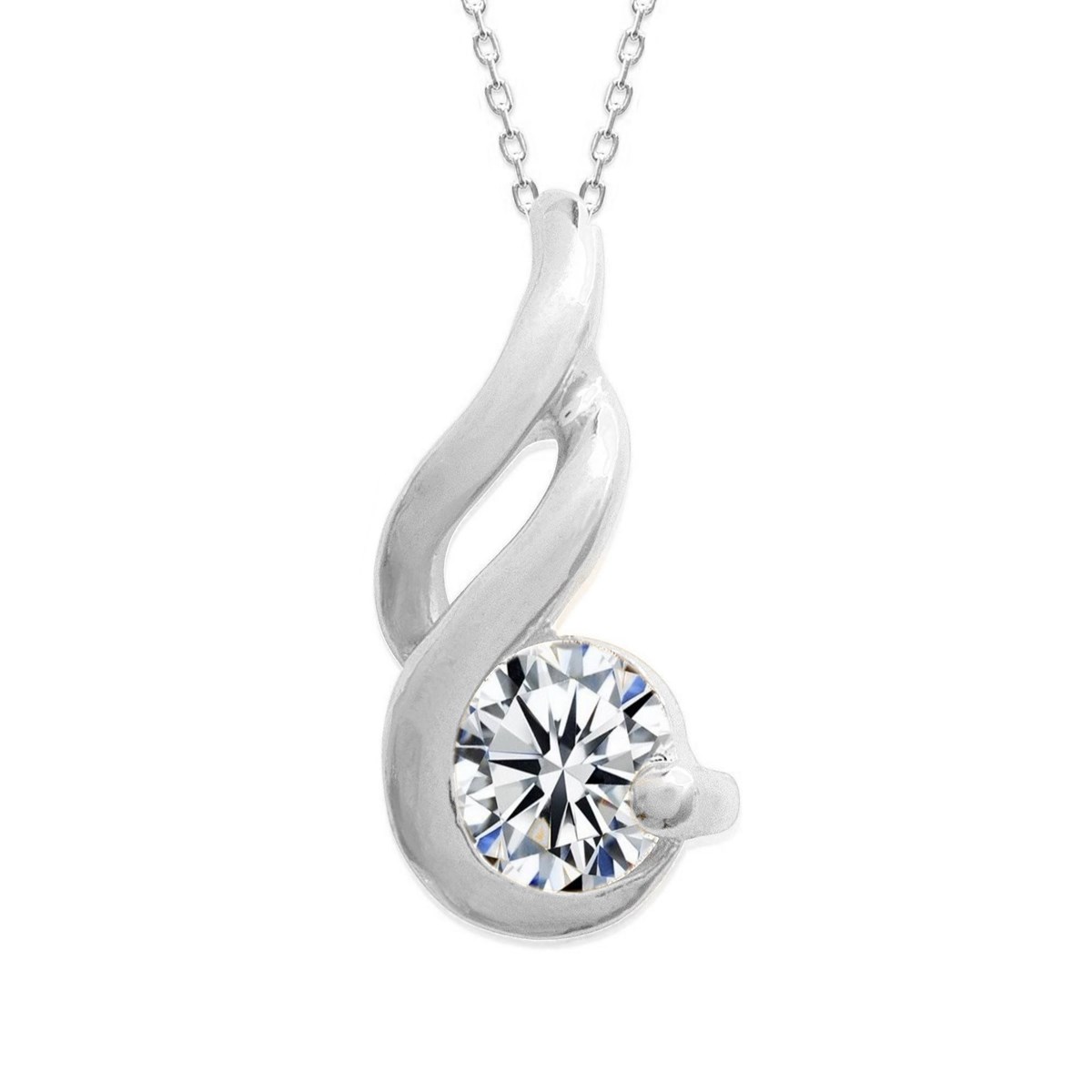 Collier torsade oxyde de zirconium Argent 925 Rhodié