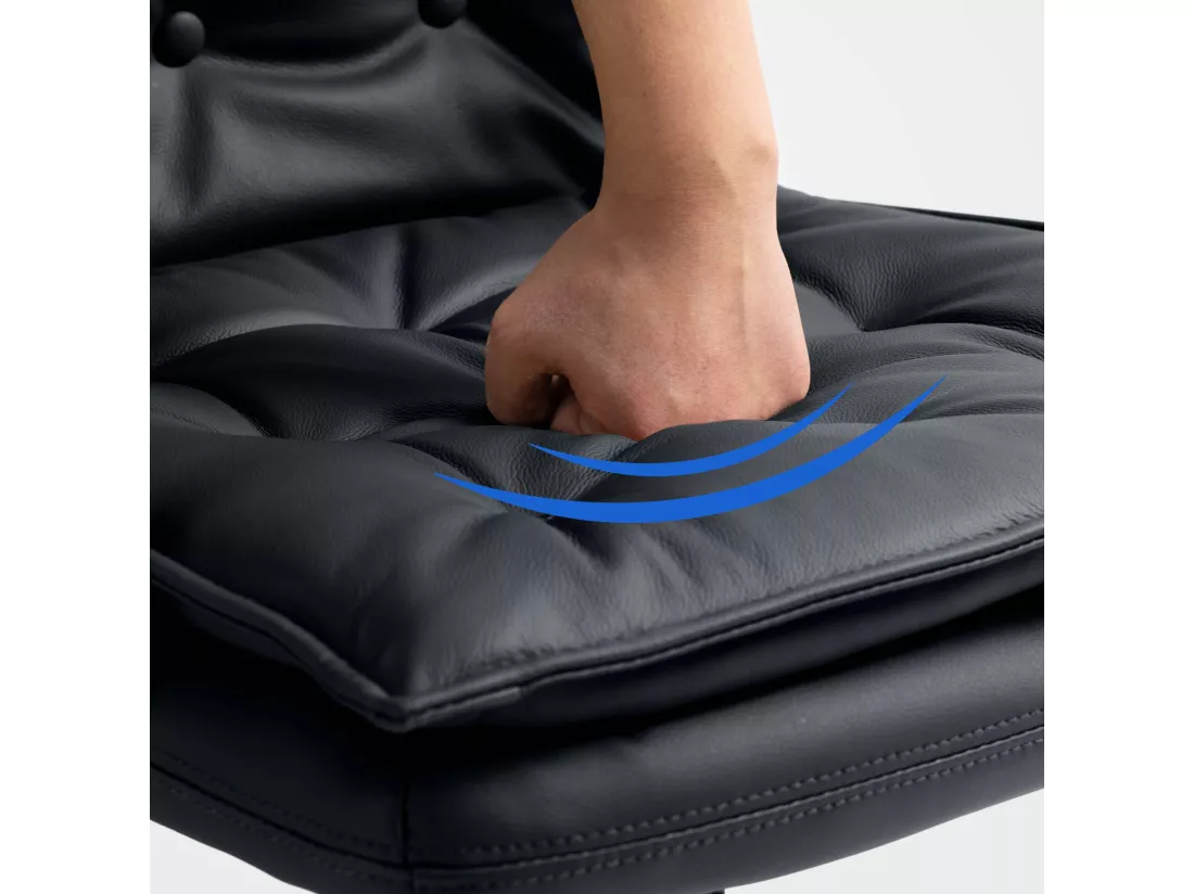 Chaise de bureau - Véritable cuir & Métal chromé - Noir - Sotira