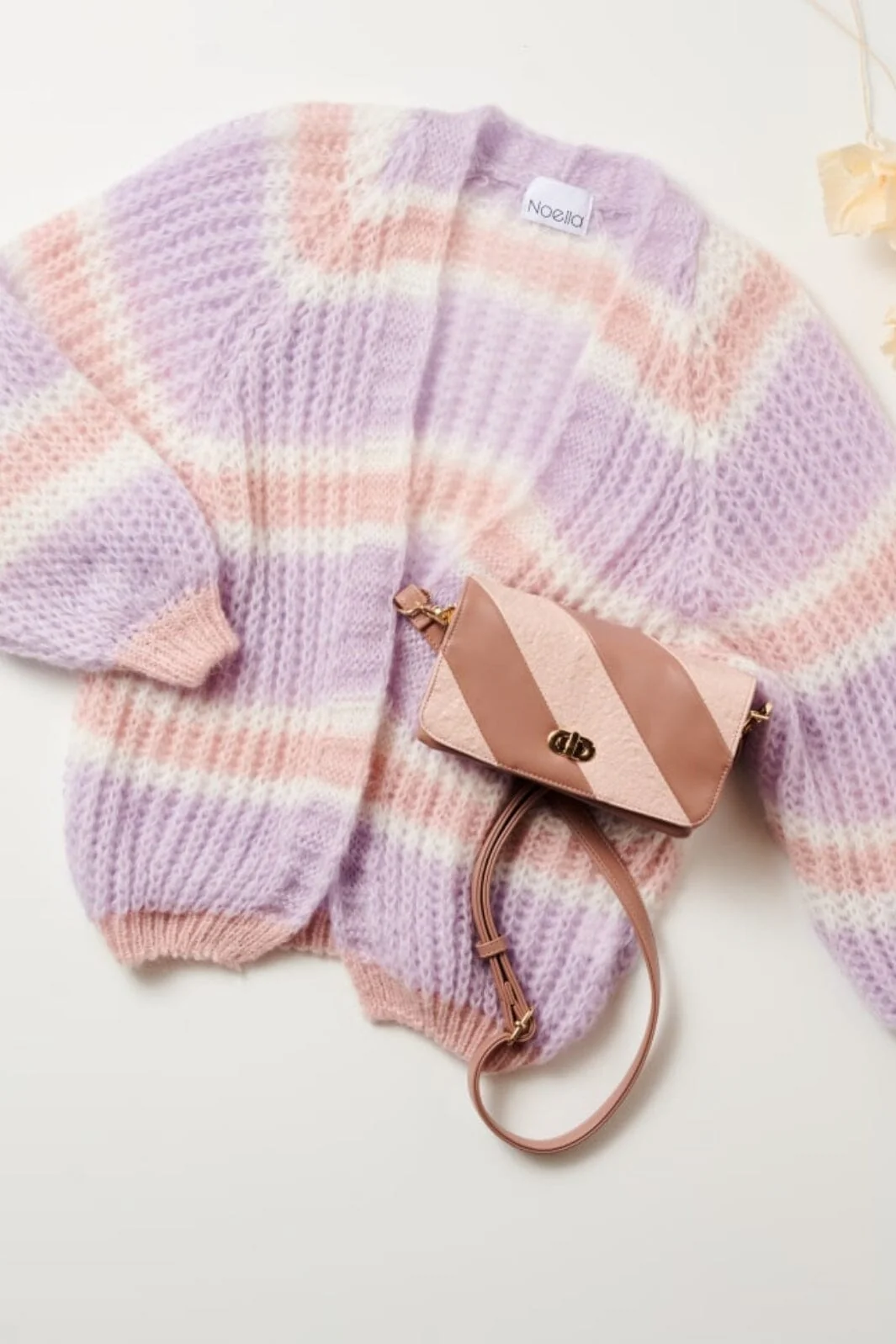 Noella Vera Knit Cardigan lilac rose white mix