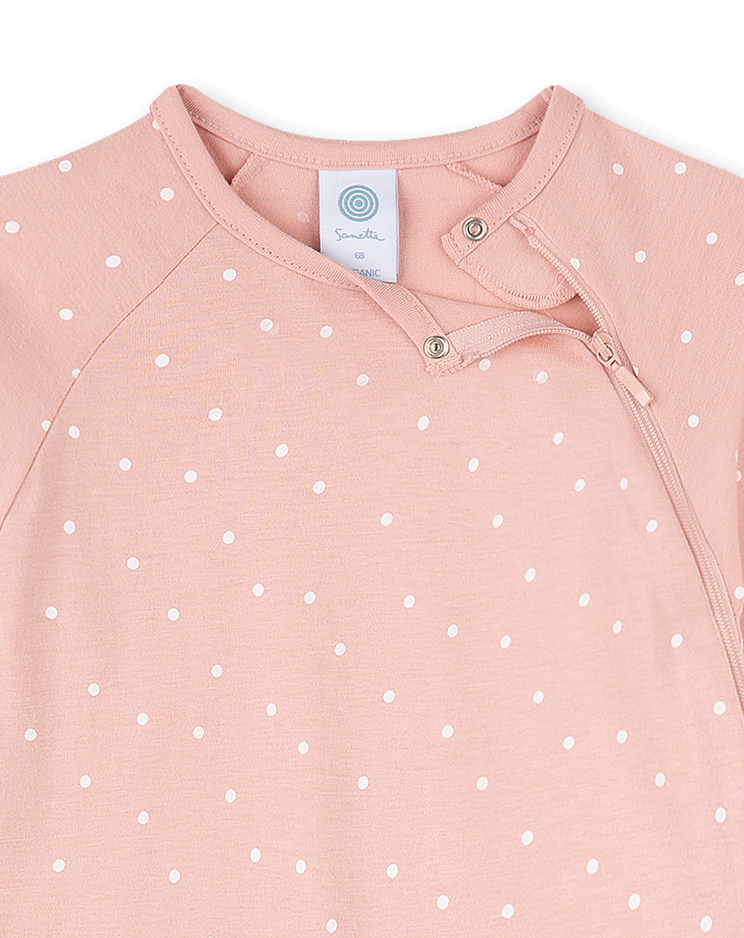 Langarmstrampler LITTLE DOTS in silver pink