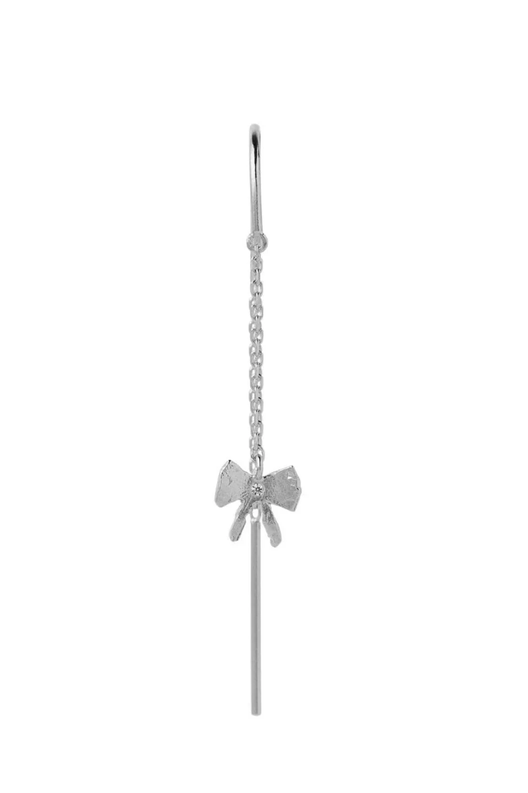 Stine A Petit Bow Double Chain Earring Silver