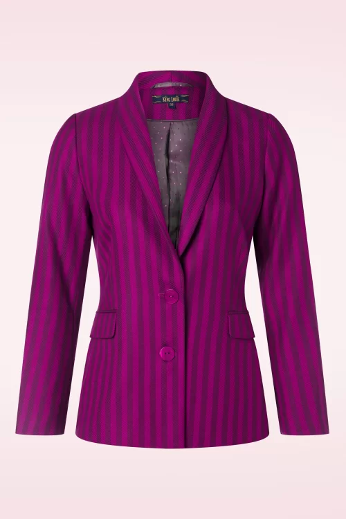 King Louie Brooke Metro Stripe blazer in wild fuchsia
