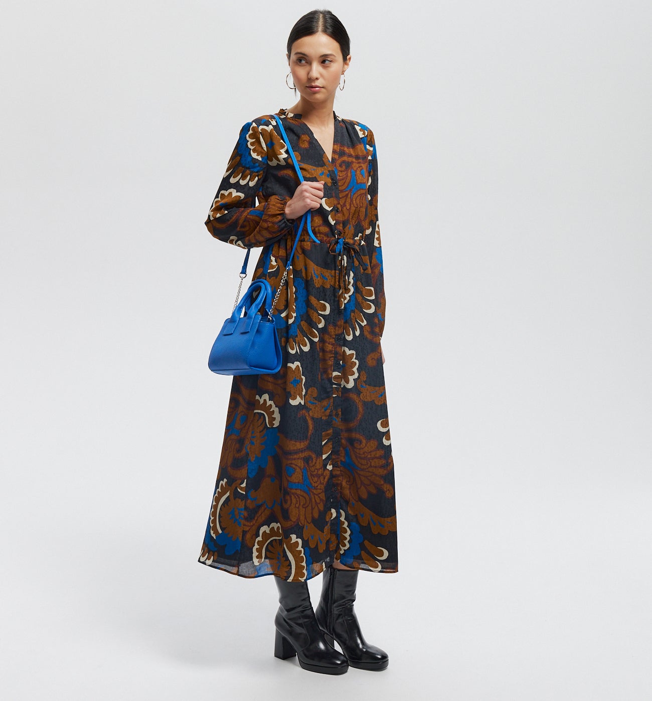 Longue robe-chemise imprimée - Imprimé multicolore