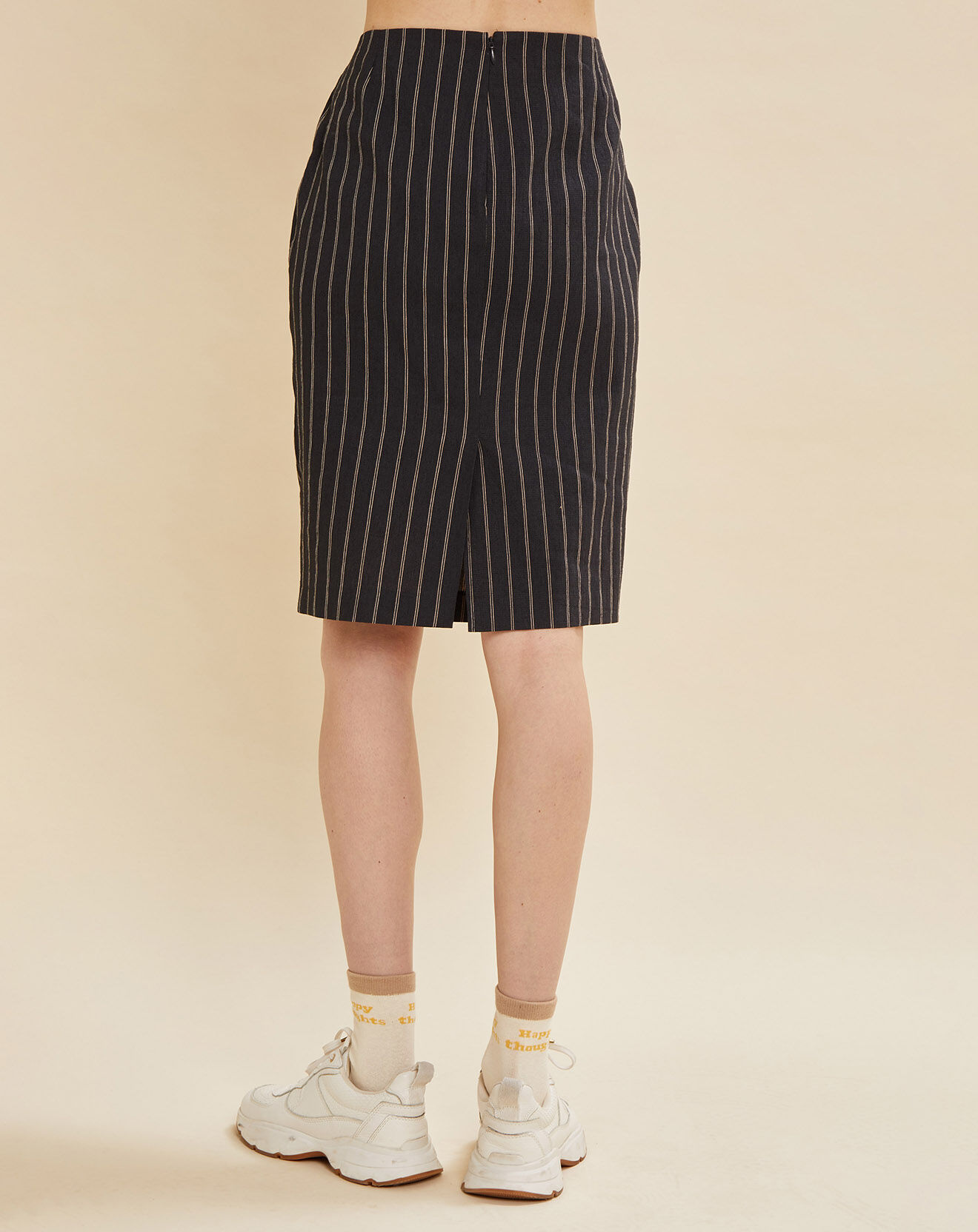 Chloé Stora Jupe en Coton & Lin mélangé Jumbo noire