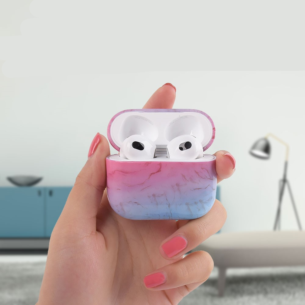 AirPods (3. Generation) Hardcase Schutzhülle Abdeckung Marble Marmor - Weiss / Schwarz