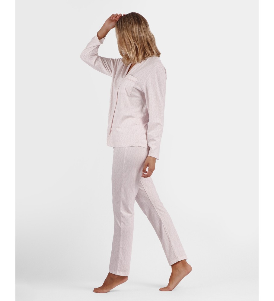 Pijama rosa claro com logo aberto da Admas
