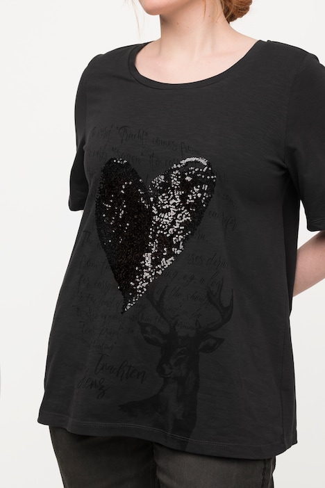 Trachten-T-Shirt, Herz, Classic, Rundhals, Halbarm