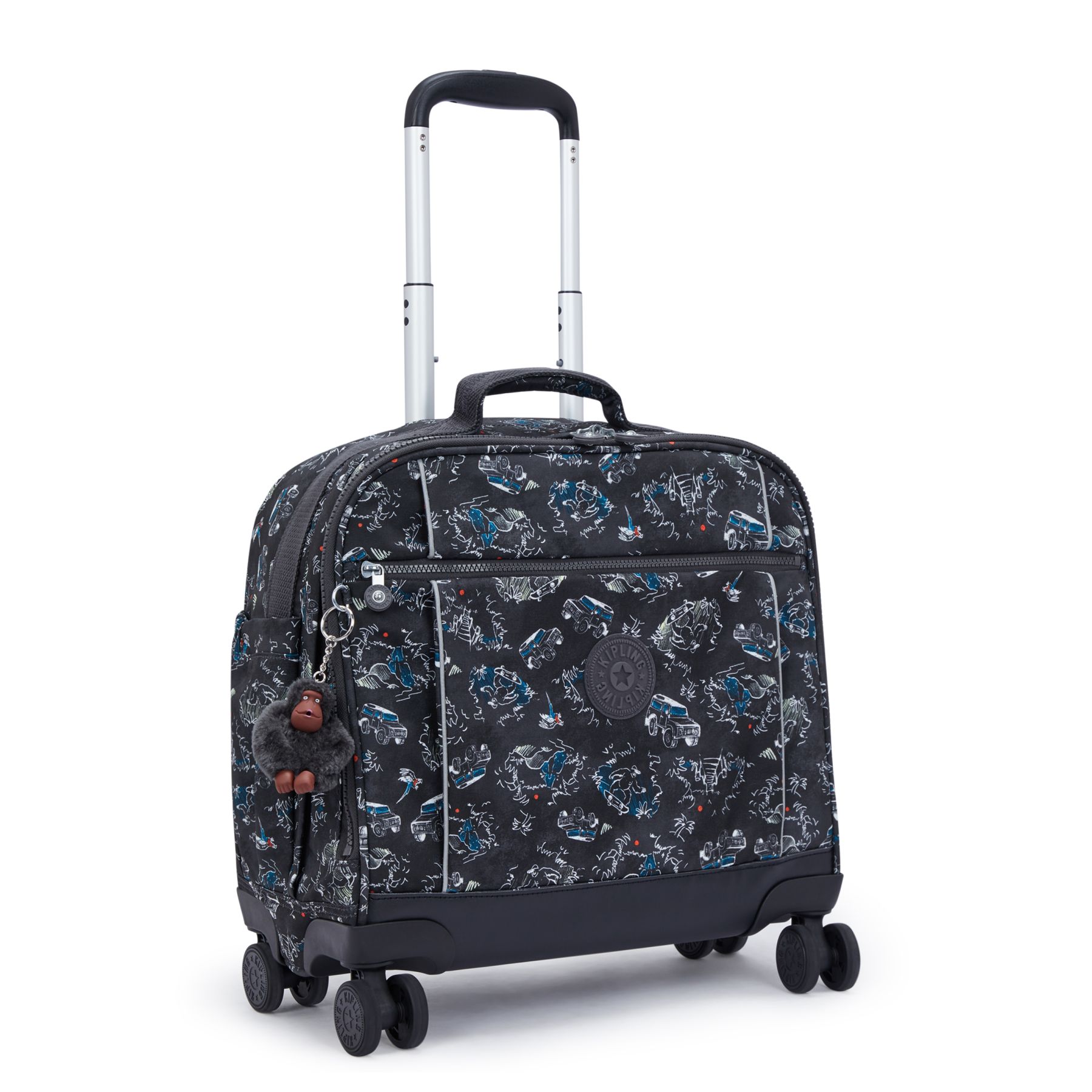 NEW STORIA Sac d'école à 4 roues pour enfants avec compartiment pour ordinateur - Jungle Fun Race