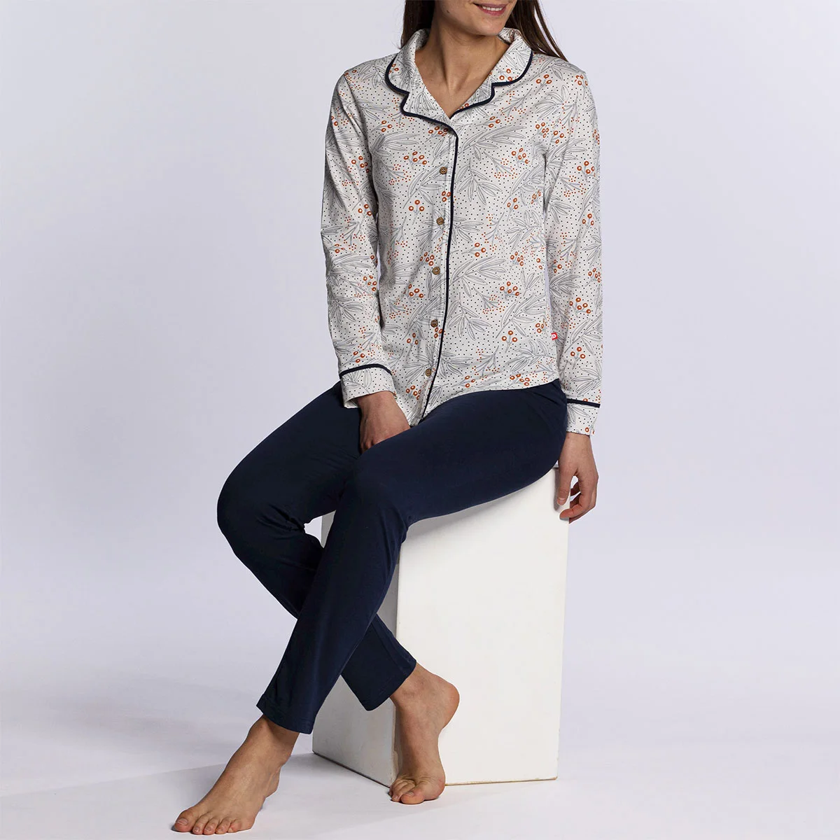 Pyjama femme BAIE imprimé/indigo