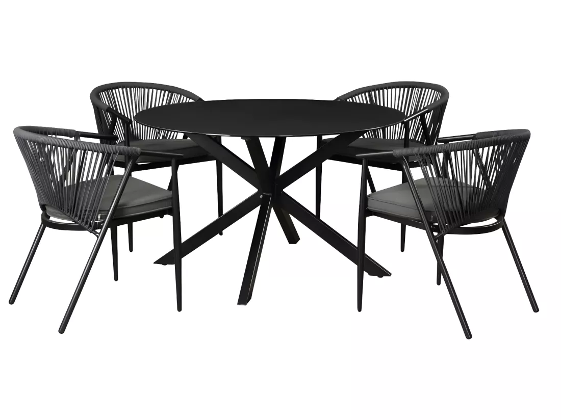 Table à manger de jardin ronde en aluminium D.120 cm - Anthracite - PORTOFINO de MYLIA
