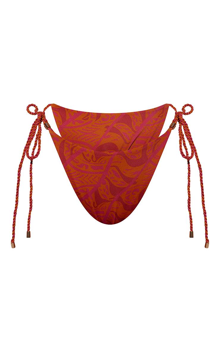 Rouille Bas De Bikini À Imprimé Mosaïque Avec Liens Cordon Sur Les Côtés