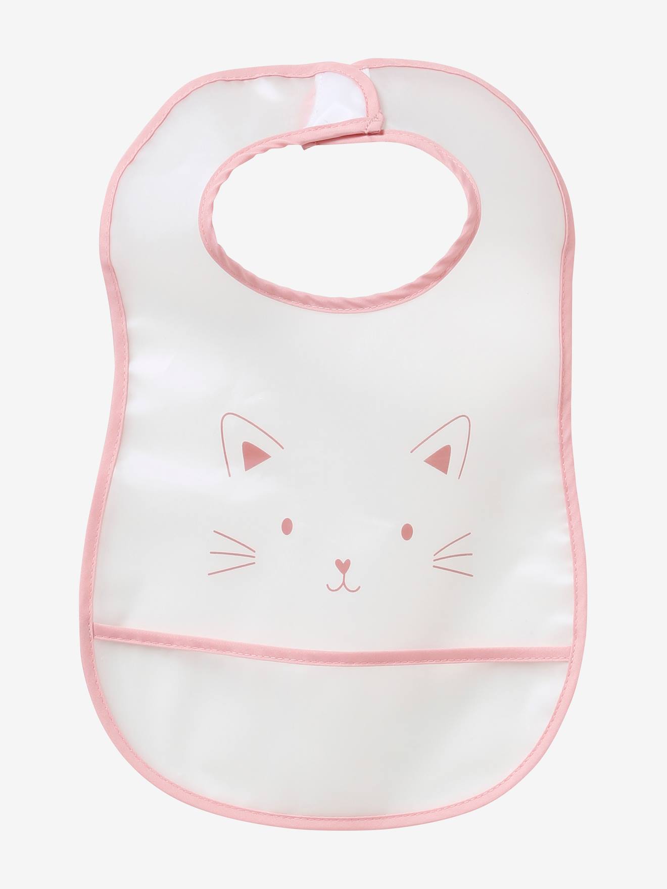 Conjunto de 3 babadores plastificados em material absorvente branco claro e estampas.