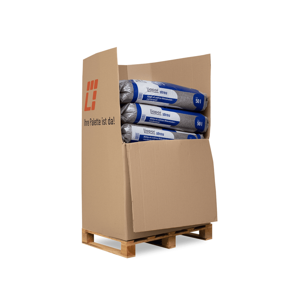 Liapor geëxpandeerde klei winterstrooisel 50l x 10 zakken 500l pallet