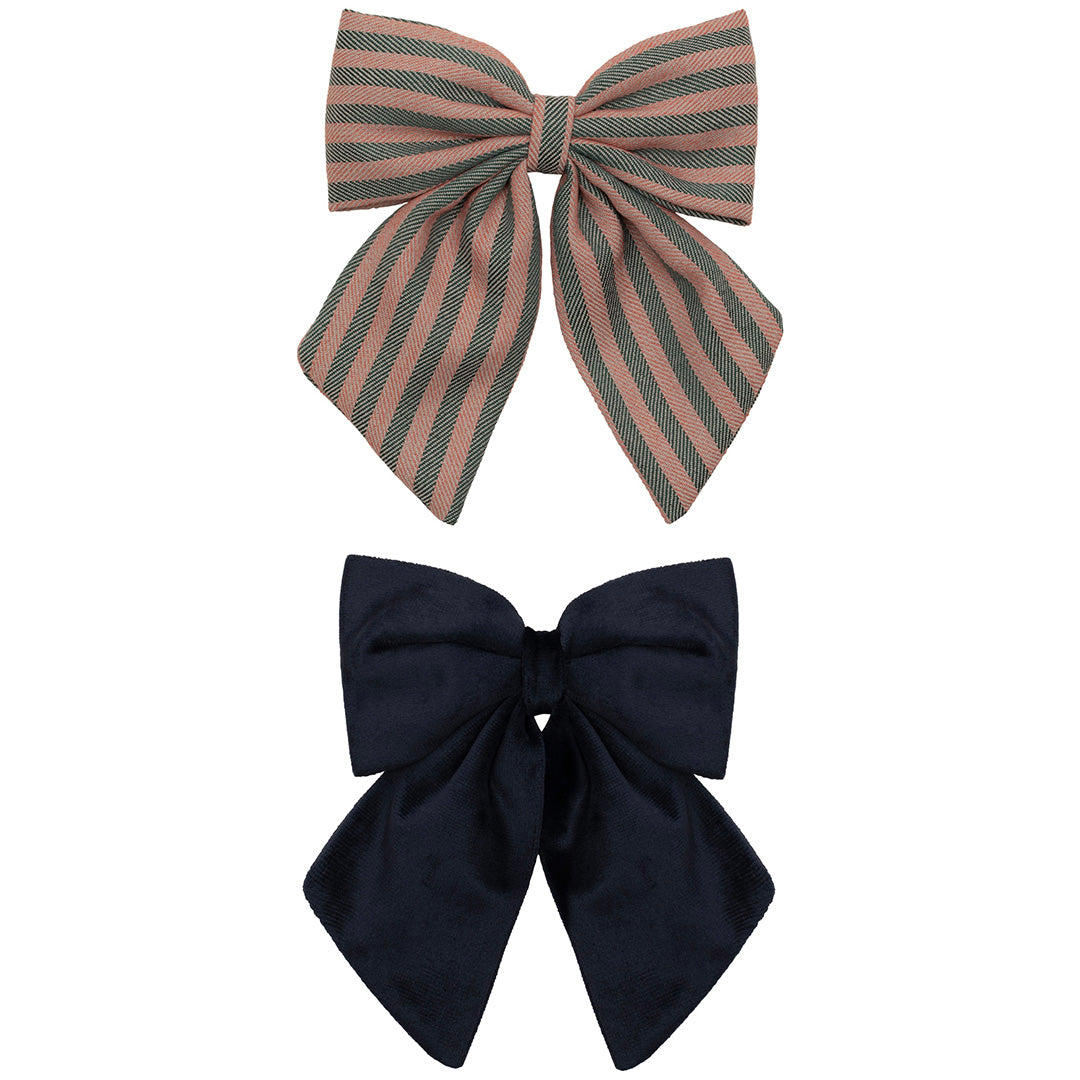 mimi & lula haarclipjes agnes bow stripe - multi - 2st