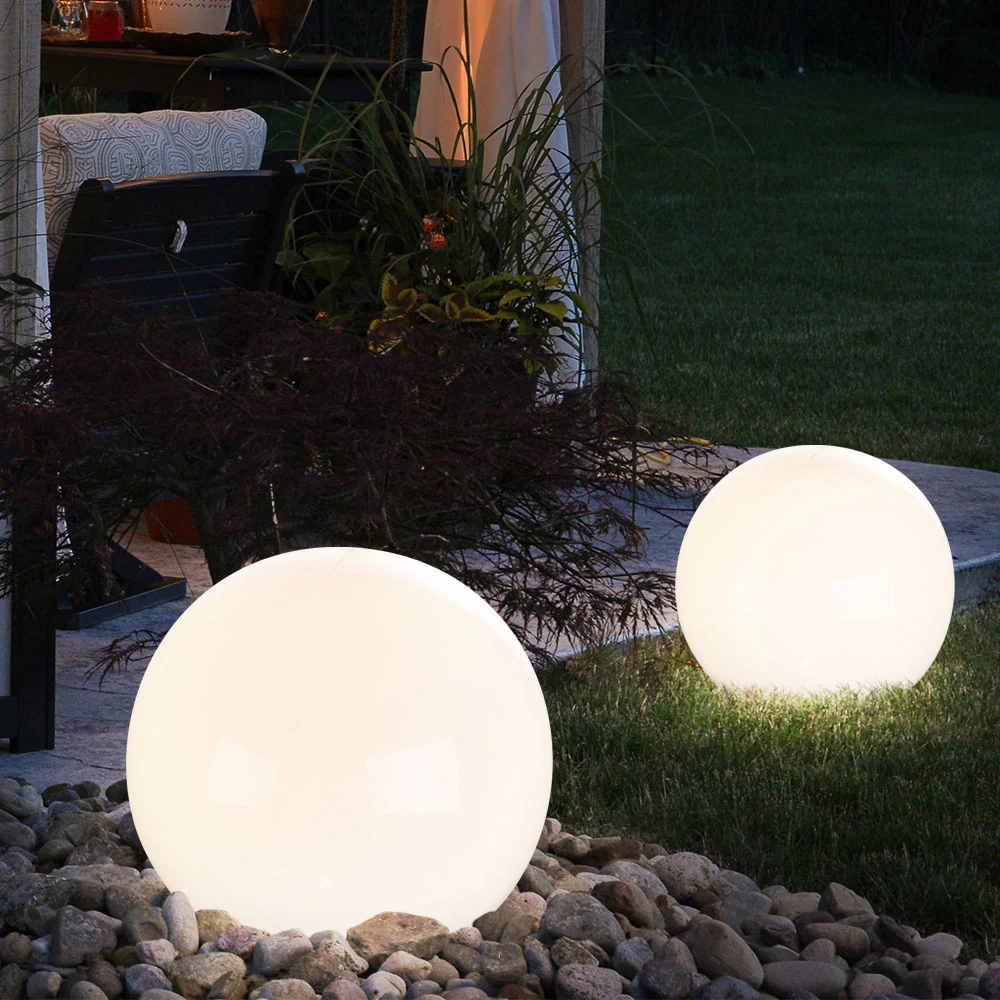 9er Set LED Solar Stecklampen , Kugel Design, H 34 cm
