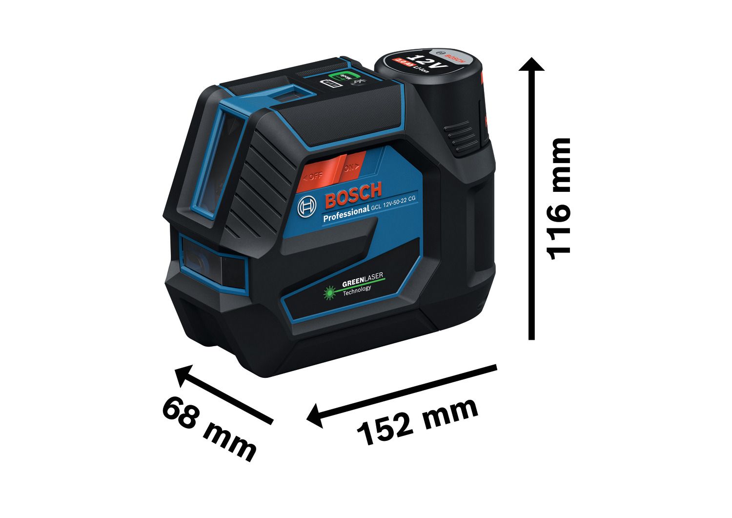 Bosch Professional GCL 12V-50-22 CG Punt- en kruislijnlaser groen 12V 2.0Ah in L-Boxx - 0601066S02