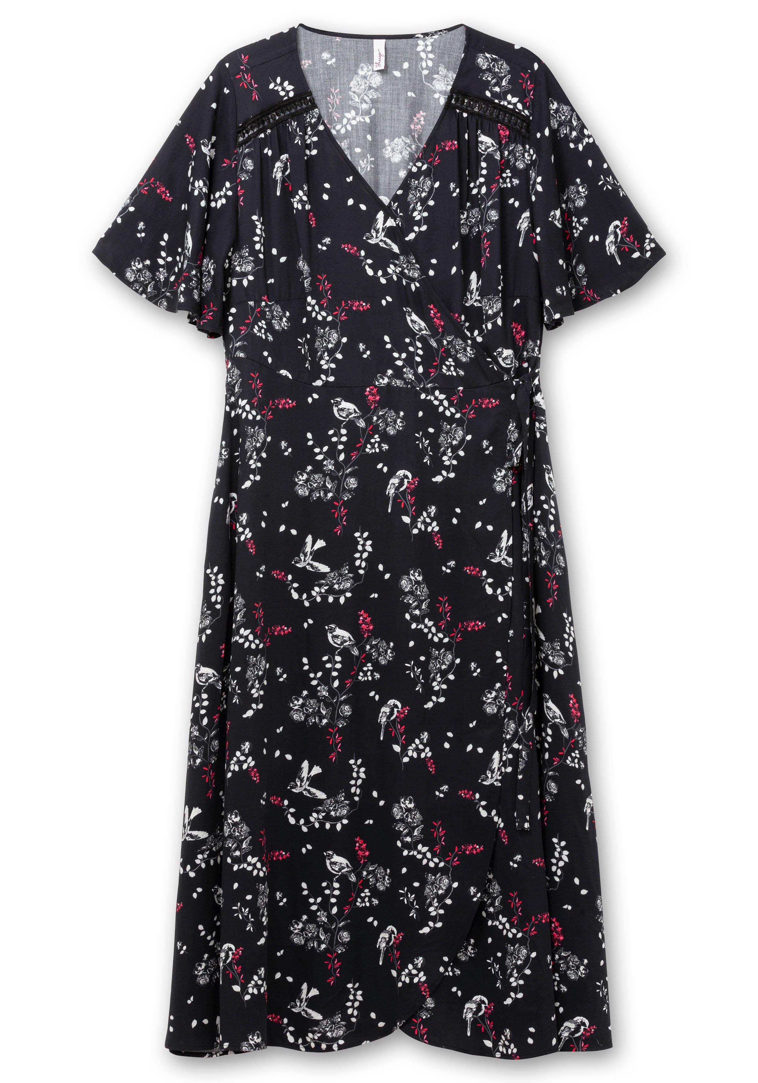 Kleid in Wickeloptik, mit Alloverprint