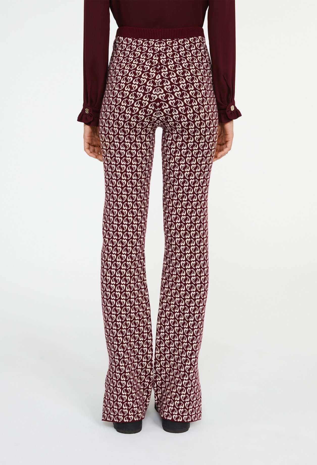 Pantalon bicolore maille imprime c&oelig;ur