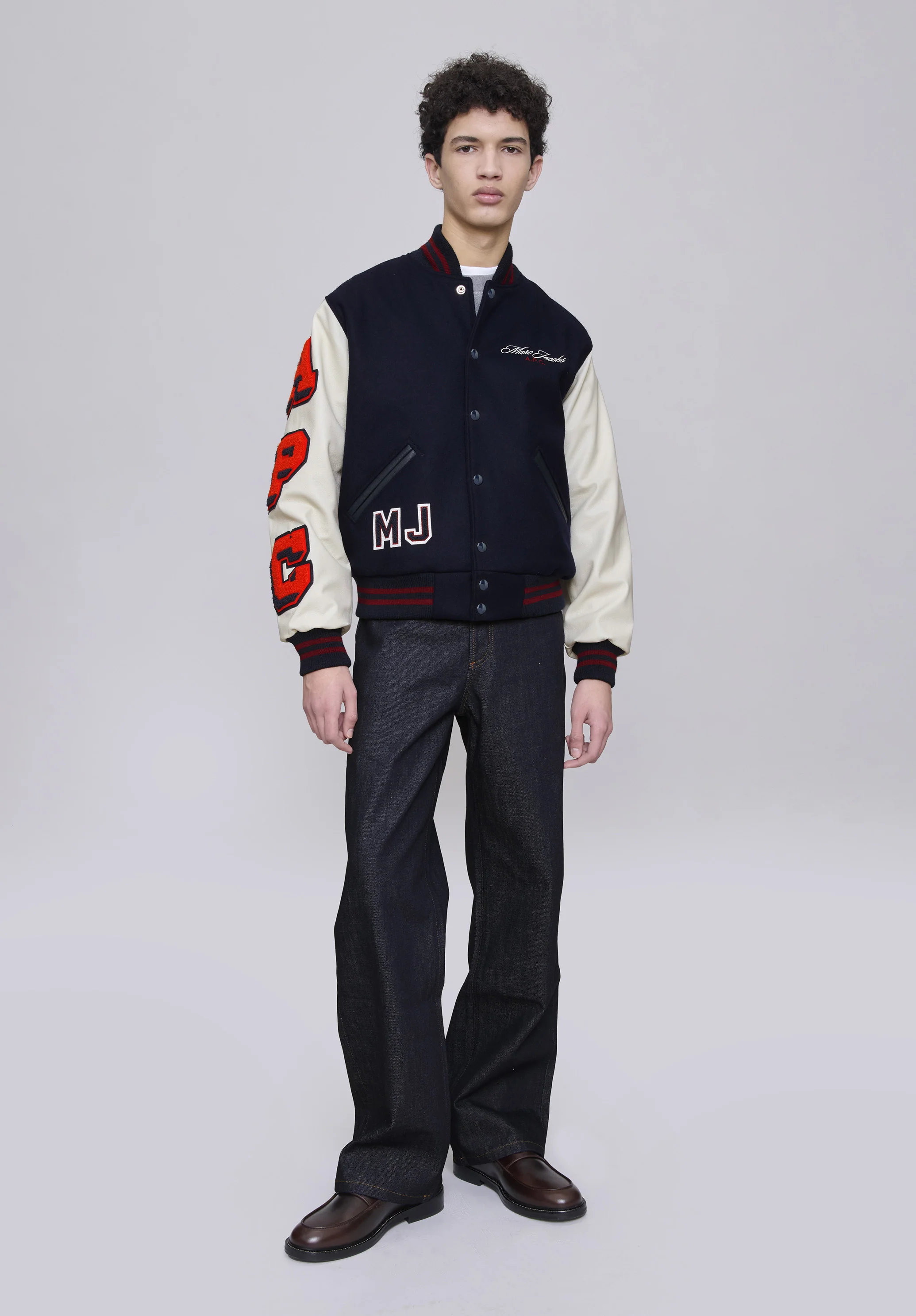 A.P.C. x Marc Jacobs. The Varsity Jacket - Dark navy/blanc casse