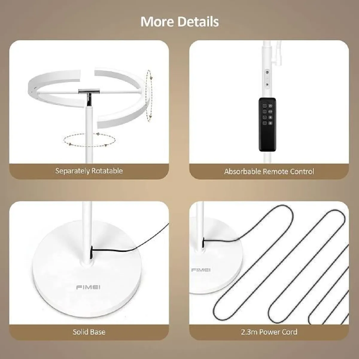 FIMEI Lampadaire LED Blanc