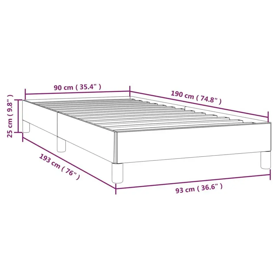 vidaXL - Bed frame zonder matras - Donkergrijs - Stof - 90x190 cm