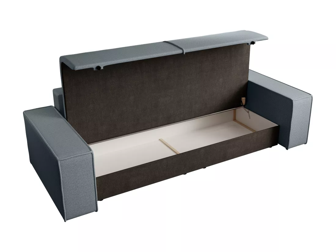Canapé 4 places convertible en tissu texturé bleu AMELIA