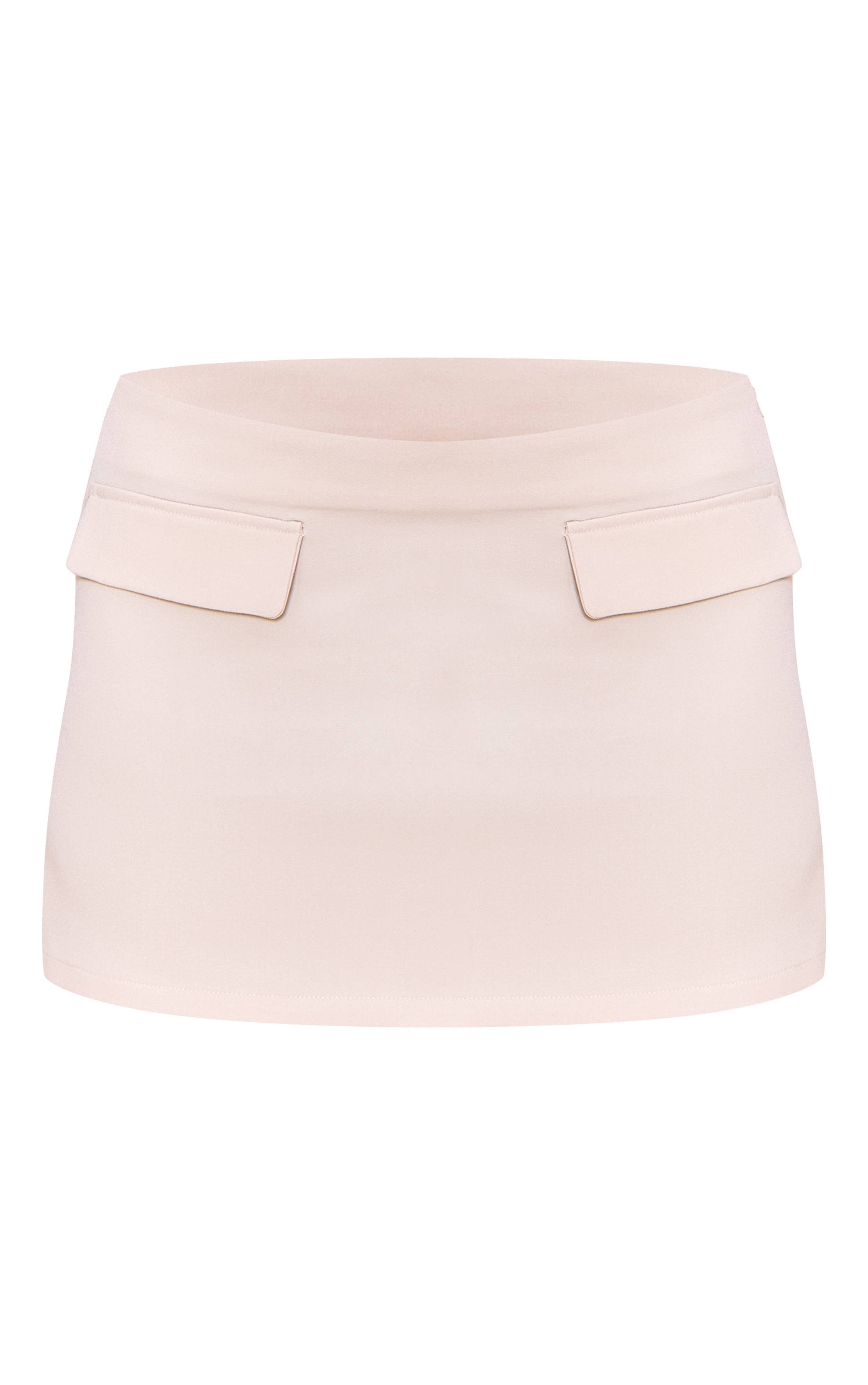 Gris Pierre Mini-jupe Ajustée Structurée En Tissu Tissé Avec Détail De Poches