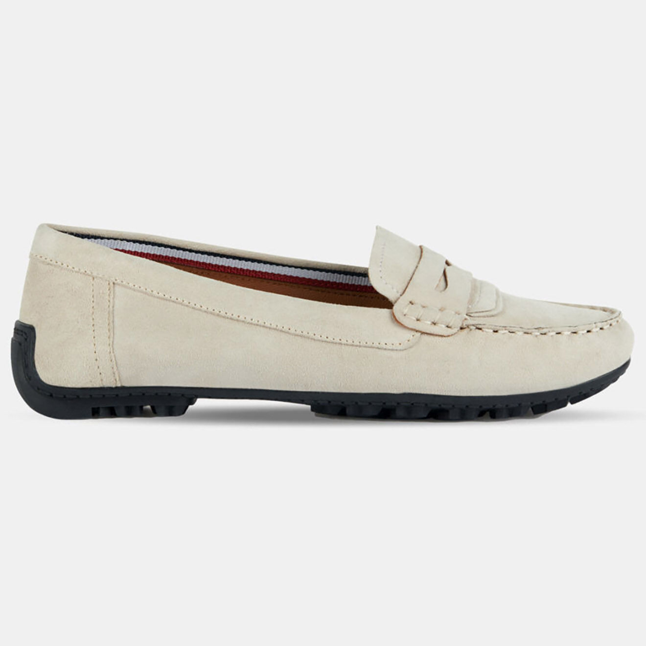 Geox Mocassins en Velours de Cuir Kosmopolis écrus