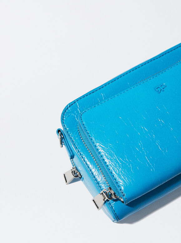 Bolsa de ombro em couro envernizado - Azul