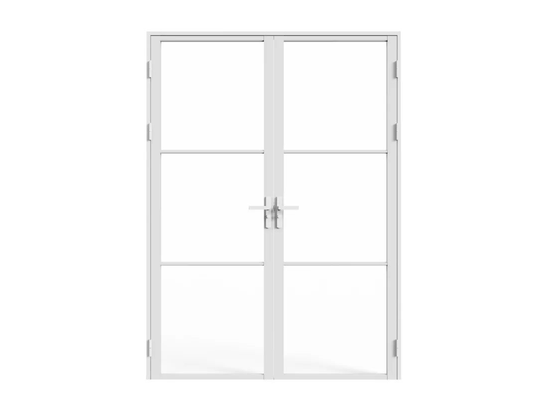 Bloc porte réversible à deux battants en aluminium et verre trempé - 2 x H204 x L73 cm - Blanc- MASERU