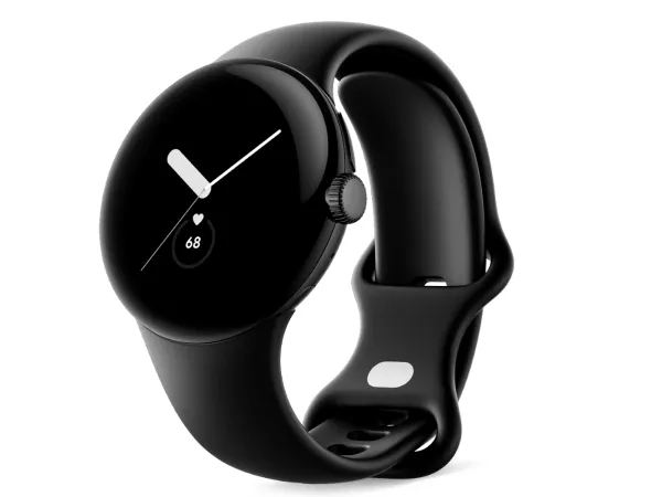 Google Pixel Watch - Matsort - smart ur med bånd - fluoroelastomer - obsidian - båndstørrelse: L - 32 GB - Wi-Fi, NFC, Bluetooth - 36 g
