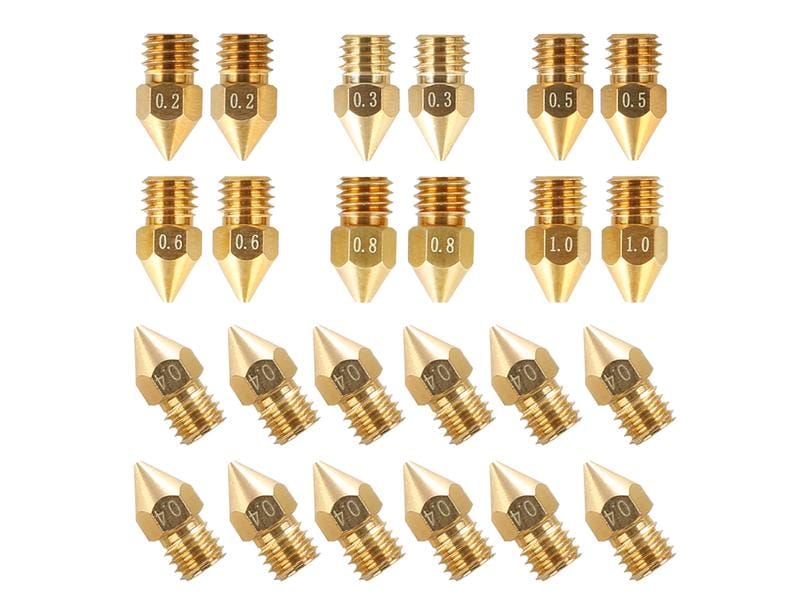 Creality Düsen-Set, Messing 0.2/0.3/0.4/0.5/0.6/0.8/1.0 mm, 3D Drucker Nozzle Set