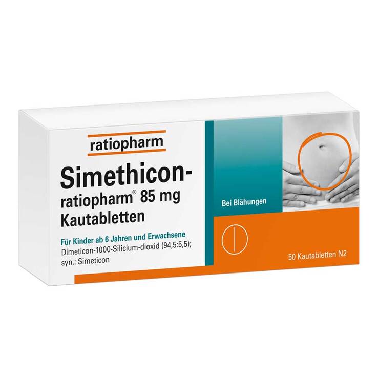 Simethicon ratiopharm 85 mg Kautabletten, 50 St