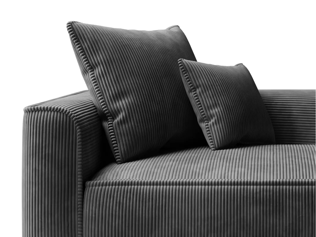 Méridienne droite en velours côtelé gris anthracite PINETA