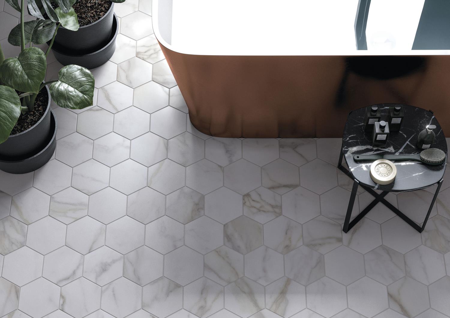 Jabo Diamond Gold vloertegel hexagon mat 15x17cm