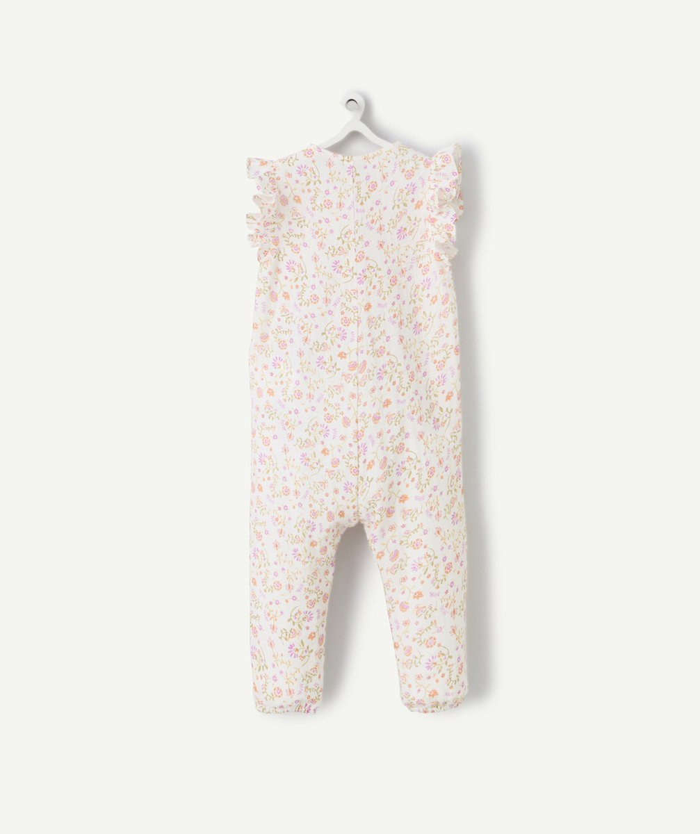 combinaison bébé fille en coton bio blanche imprimé fleuri