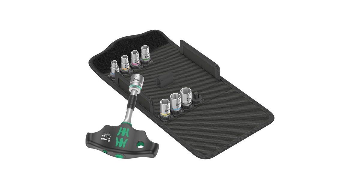 WeraKraftform Kompakt 400 RA Set 2, 9‑delige dopsleutel  (Zwart/groen)