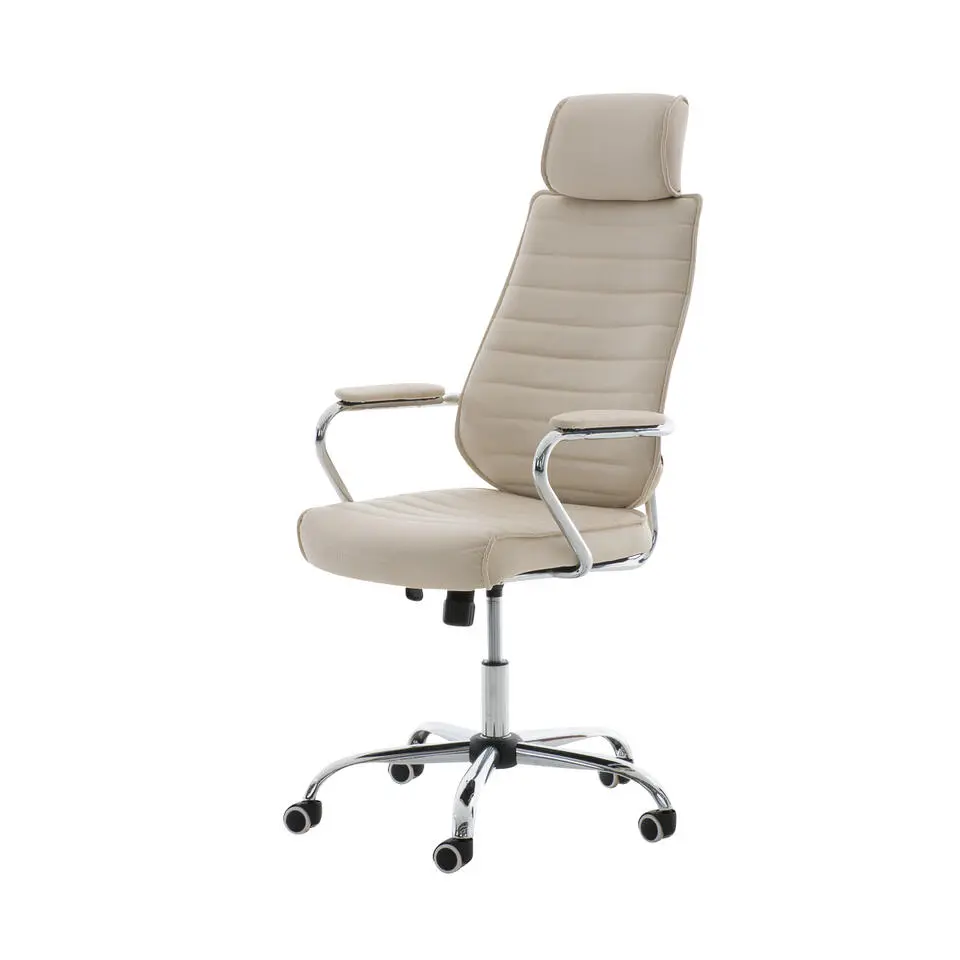 CLP Bureaustoel Rako V2 chroom Frame - Kunstleer - creme
