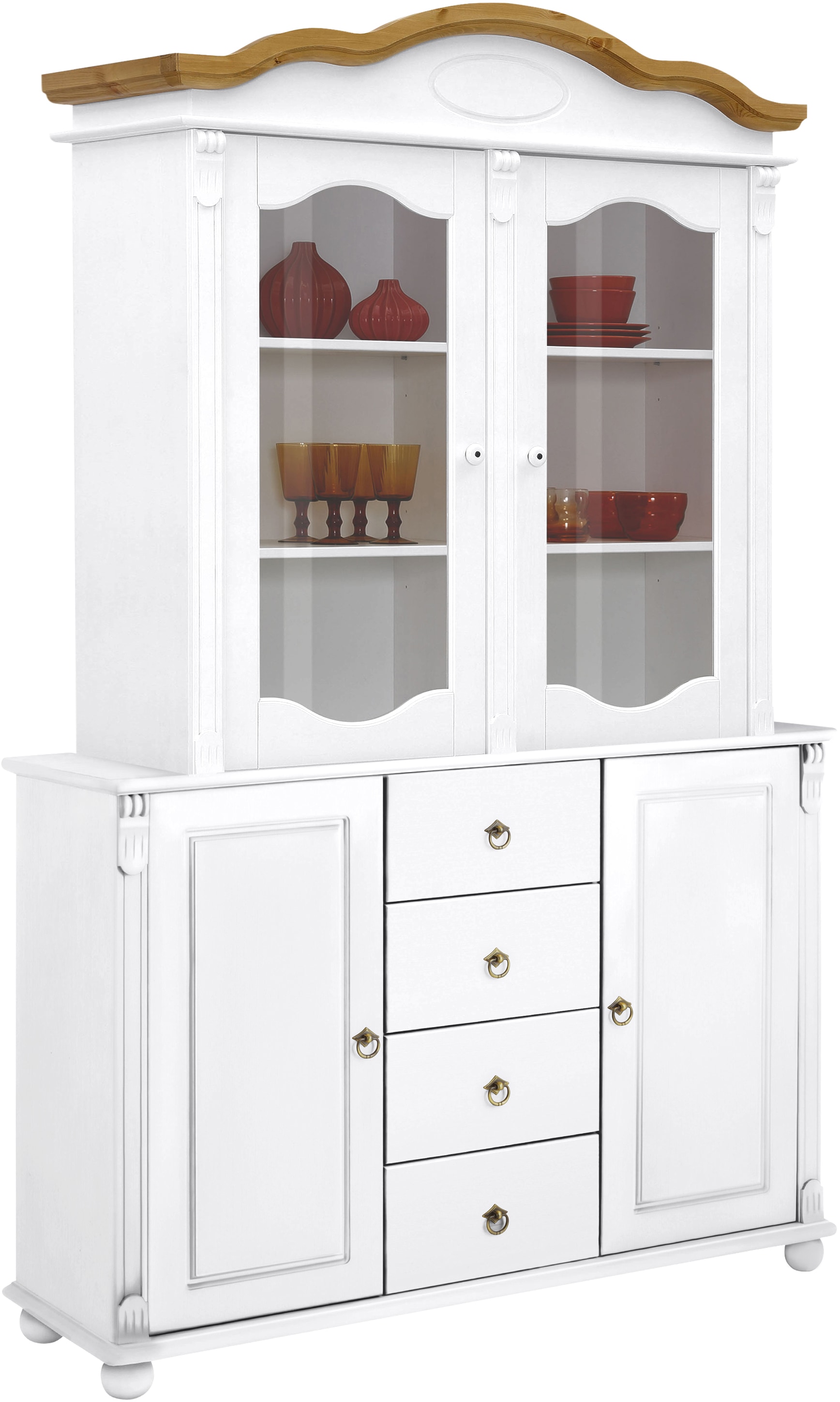 Home affaire Aufsatzschrank »Tessin« Vitrinen-Aufsatz, Breite 115 cm, aus massiver Kiefer, FSC®