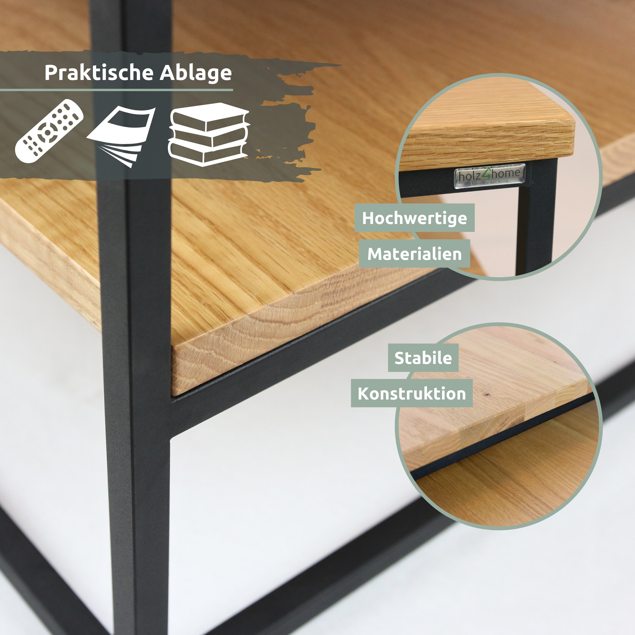 holz4home® 2er-Set Couchtisch aus Eiche