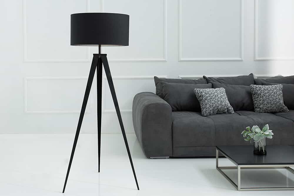 Elegante Stehlampe TRIPOD 145cm schwarz Retro Stehleuchte