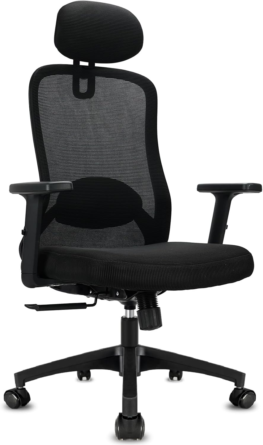 Bürostuhl, Bürostuhl Ergonomisch, Schreibtischstuhl Bequemer, Höhenverstellung, Atmungsaktiver Mesh-Stuhl, Drehstuhl hat 90° 110° 130° Abschließbar, Belastung bis 150KG Netzstuhl