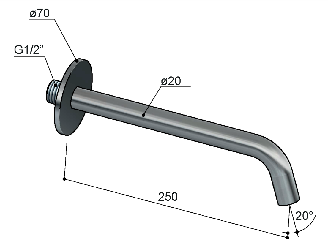 Hotbath Archie uitloop 25cm RVS