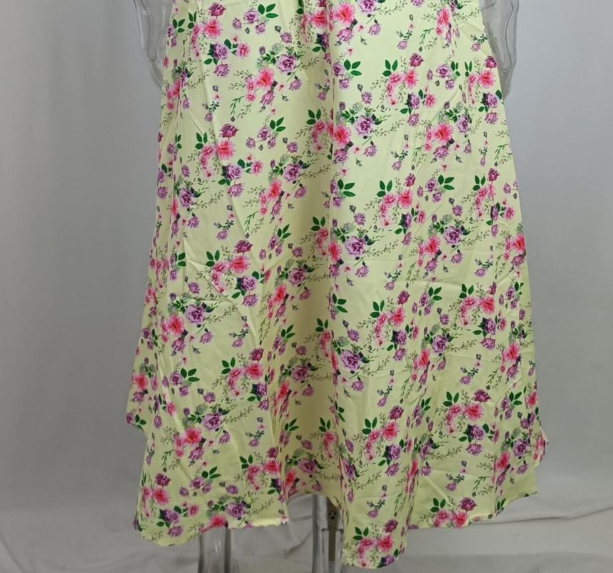 Bolgivy - Off-Shoulder Floral Midi Corset Jurk